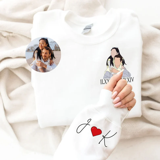 Matching Couple Hoodies - Custom Portrait Embroidered Matching Hoodies For Couples