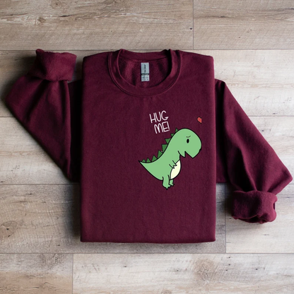 Matching Couple Hoodies - "Hug Me" Dinosaur Custom Embroidered Custom Couple Hoodies