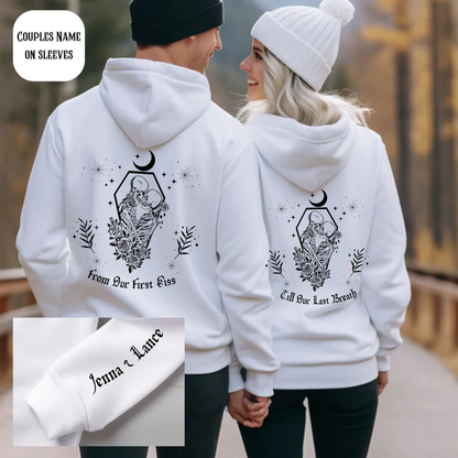 Matching Couple Hoodies - "From Our First Kiss" Custom Embroidered personalized couple hoodies