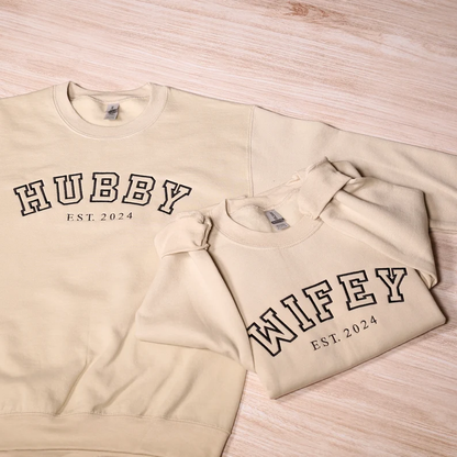 Matching Couple Hoodies - Hubby & Wifey Custom Embroidered custom couple hoodies