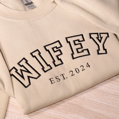 Matching Couple Hoodies - Hubby & Wifey Custom Embroidered customizable hoodies for couples