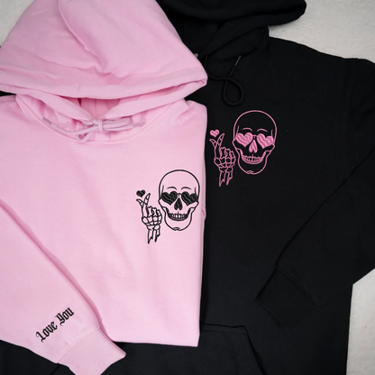 Matching Couple Hoodies - Skeleton Skull Custom Embroidered custom couple hoodies