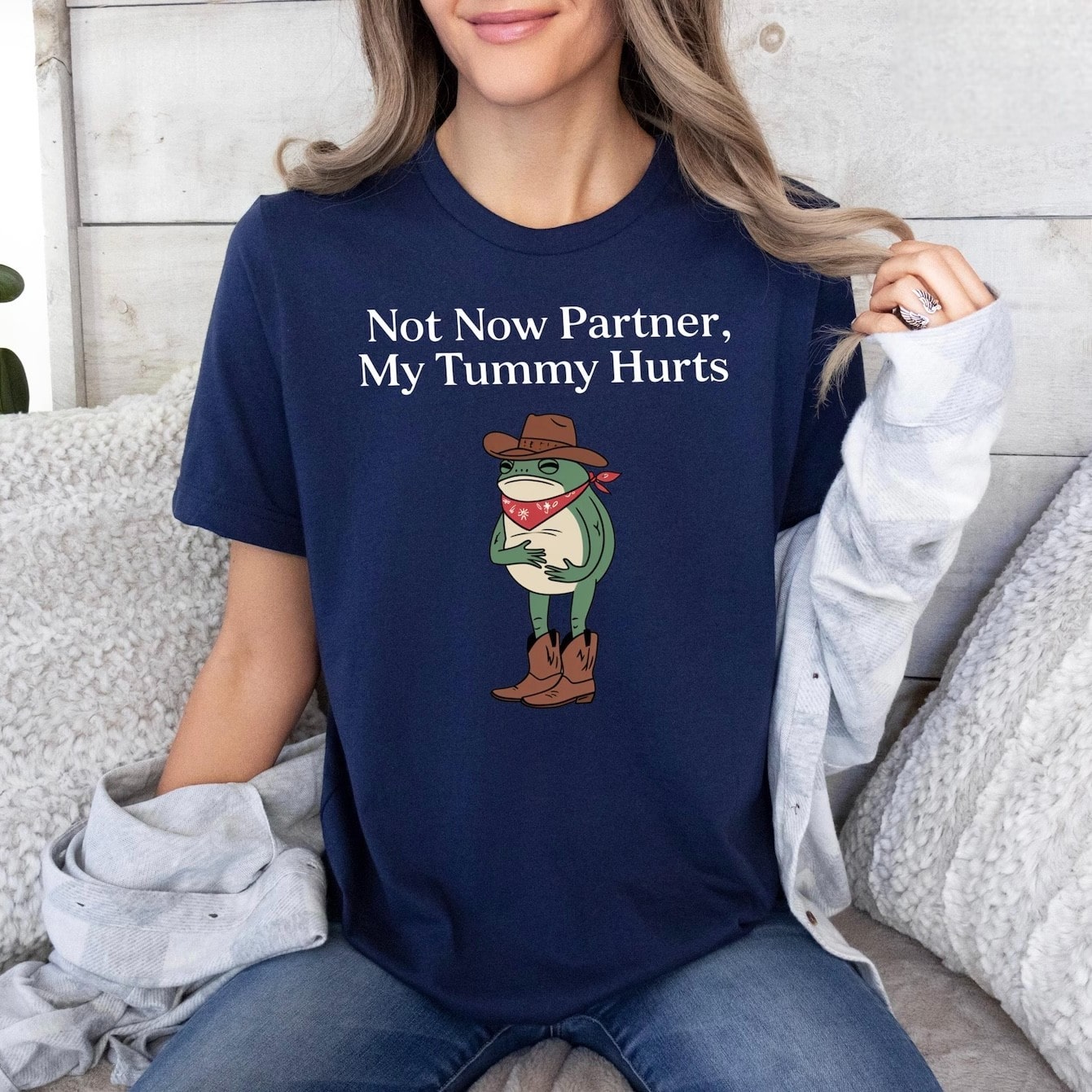 Comfy and Funny Frog Sweatshirt - Not Now Partner, My Tummy Hurts