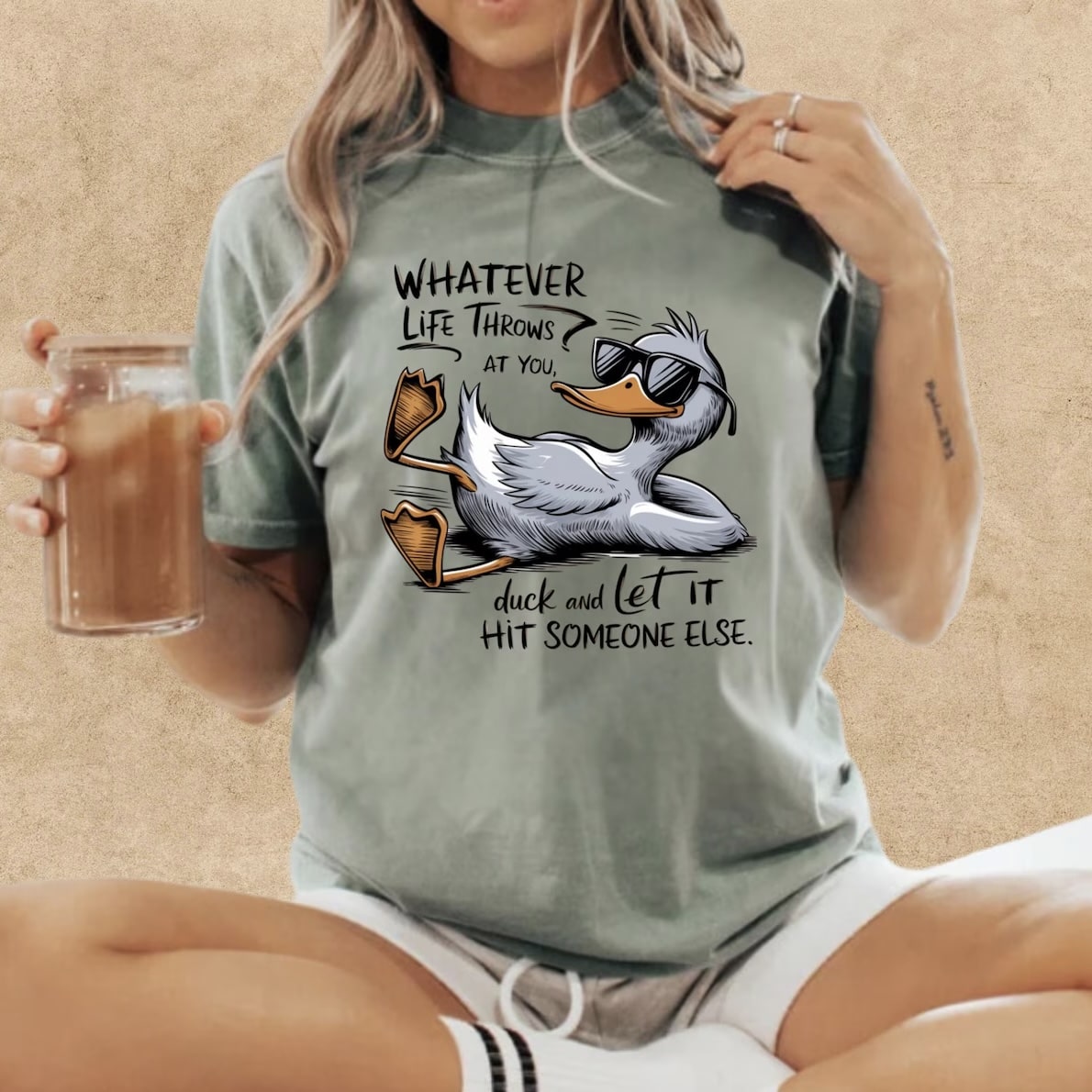 Whatever Life Throws, Duck Graphic T-Shirt - Cool Sweatshirts for On-Trend Streetwear