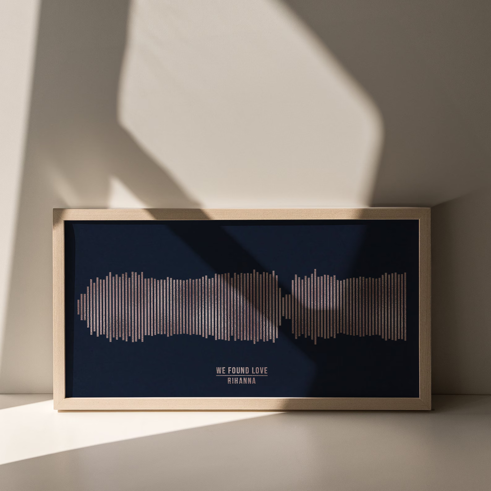 Personalized music waveform art for "We Found Love" by Rihanna.