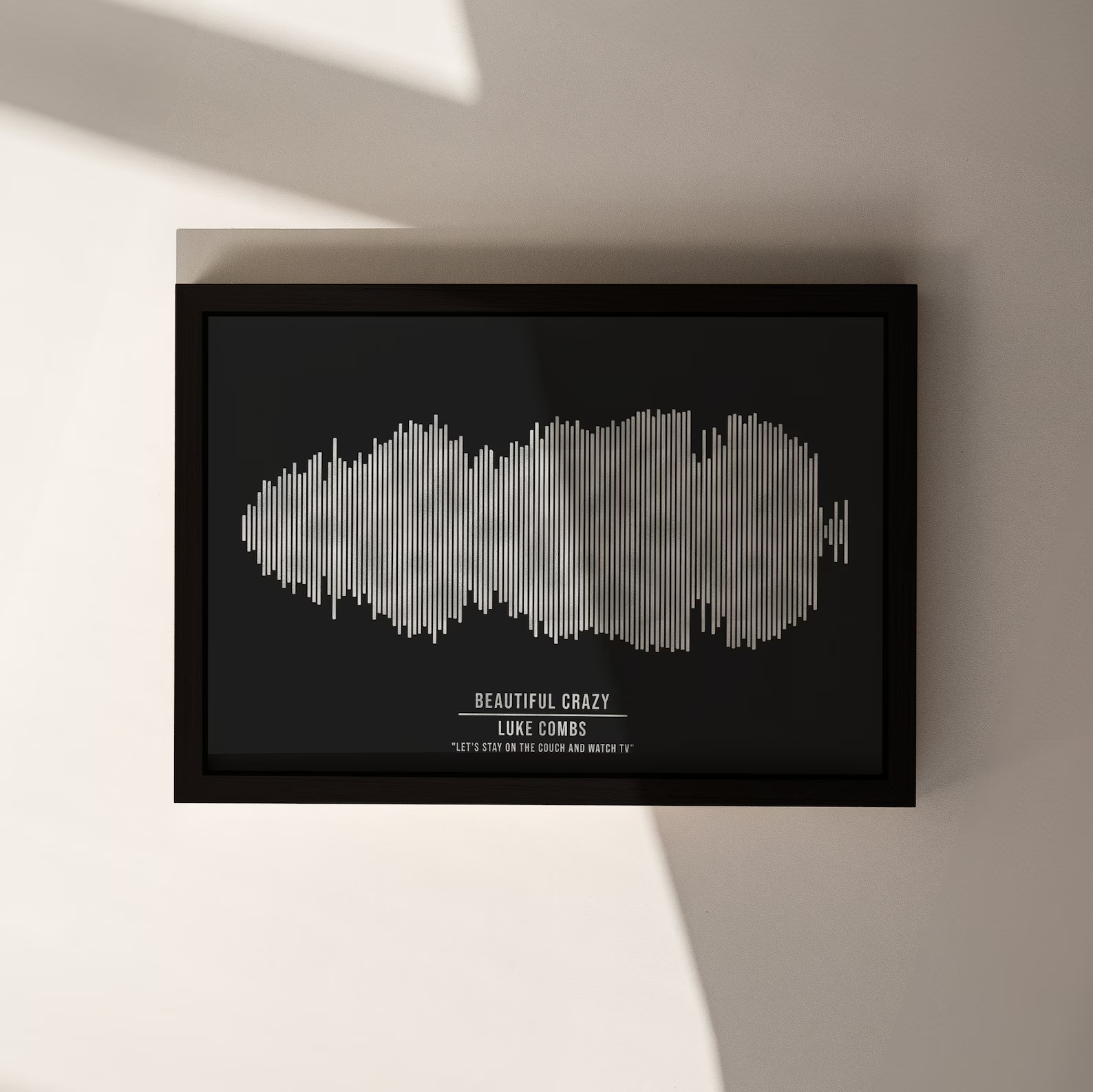 Sound wave art for "Beautiful Crazy" by Luke Combs with lyrics.