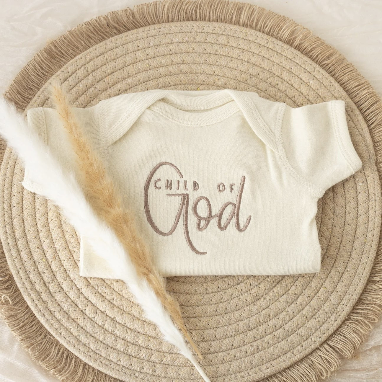 Neutral Beige Baby Onesie Perfect for Any Baby Shower