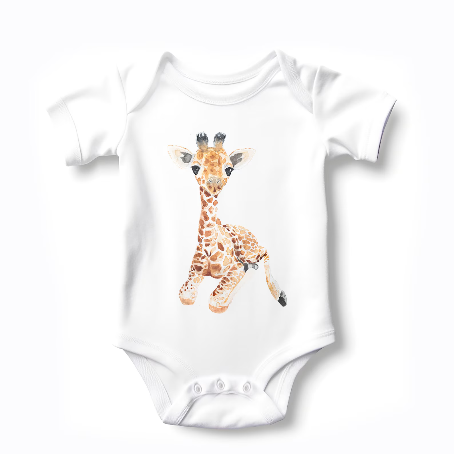 Adorable 'Giraffe Joy' baby onesie with watercolor giraffe design