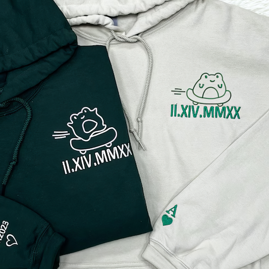 Matching Couple Hoodies - Custom Embroidered Hoodies Frog Skateboards Couples Matching Hoodies customizable hoodies for couples