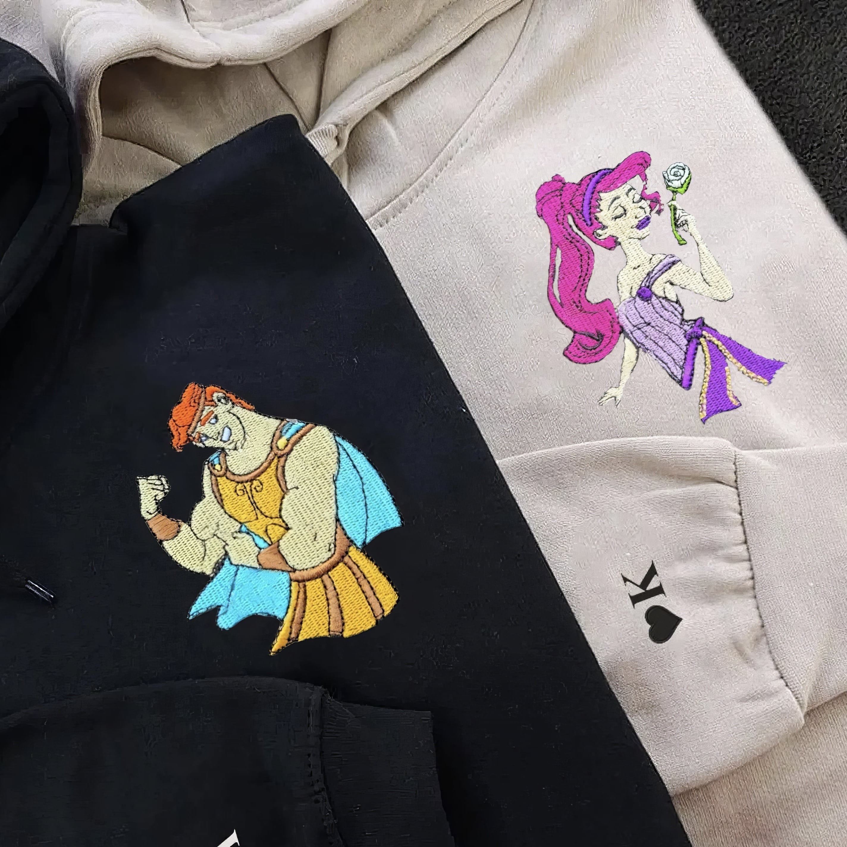 Matching Couple Hoodies featuring Hercules and Megara, perfect for couples matching hoodies.
