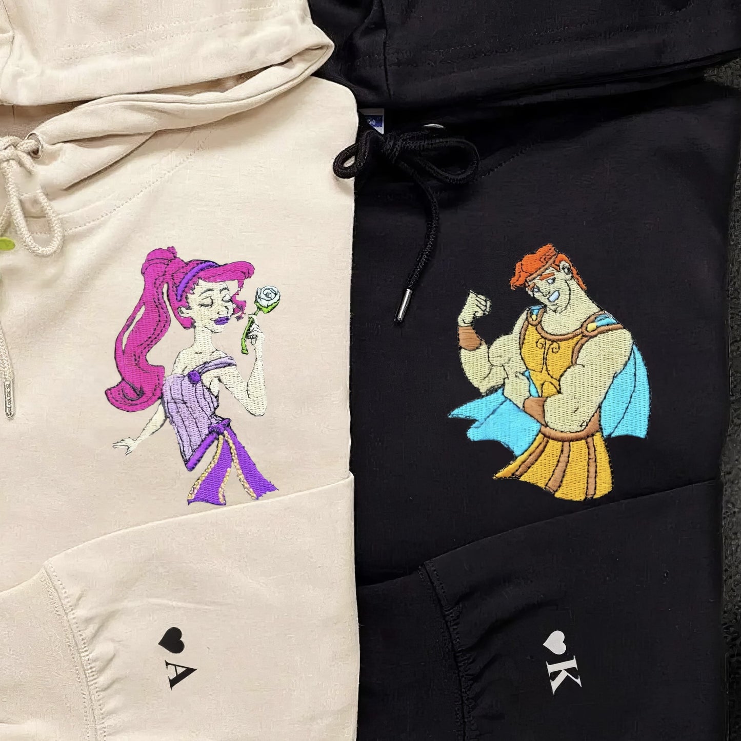 Matching Couple Hoodies inspired by Hercules, ideal for matching couple sweatshirts.
