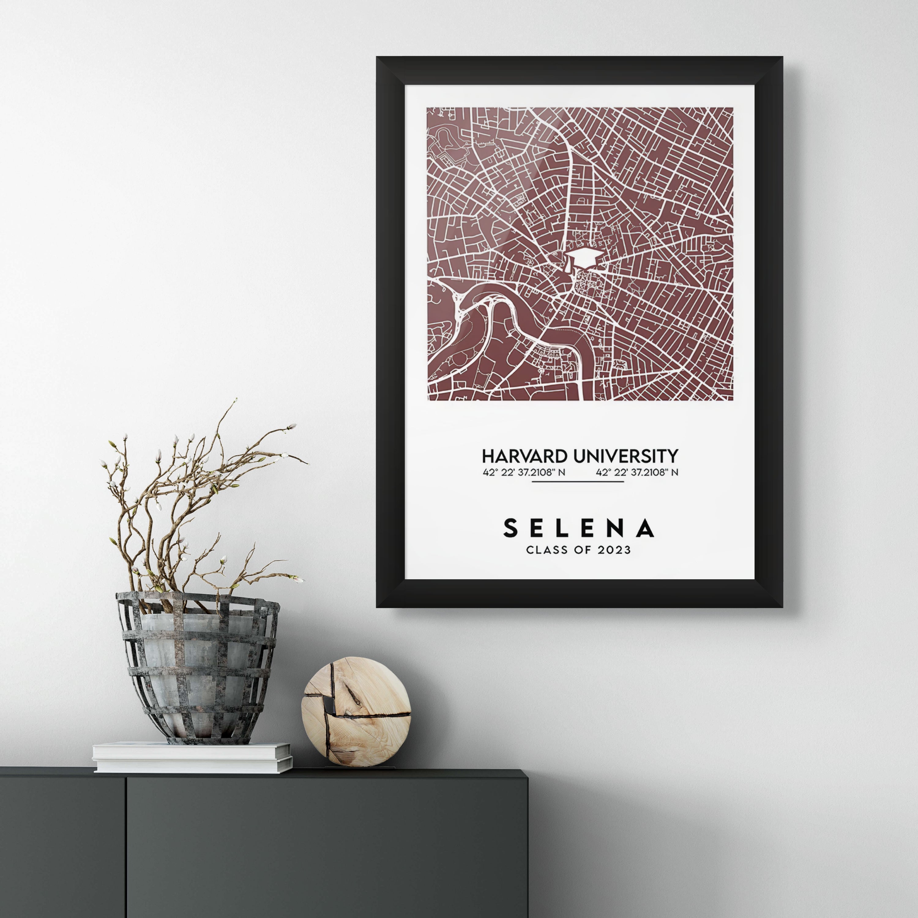 Elegant University Map with Framed Display