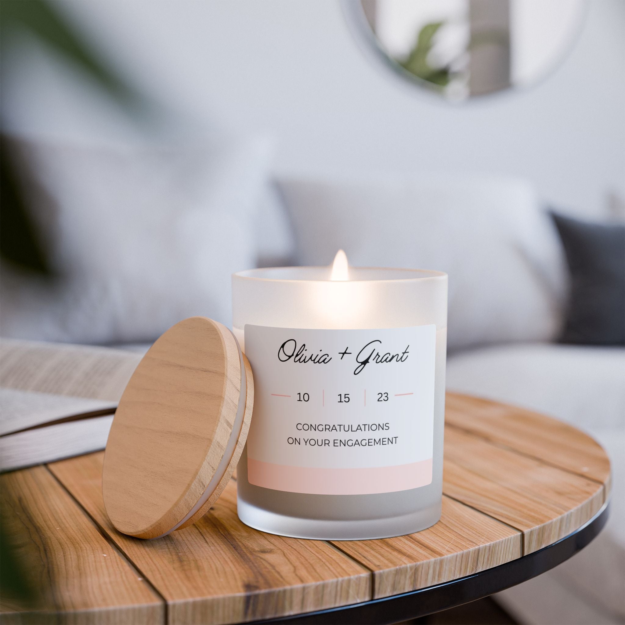 Personalized Engagement Candle with Names and Dates