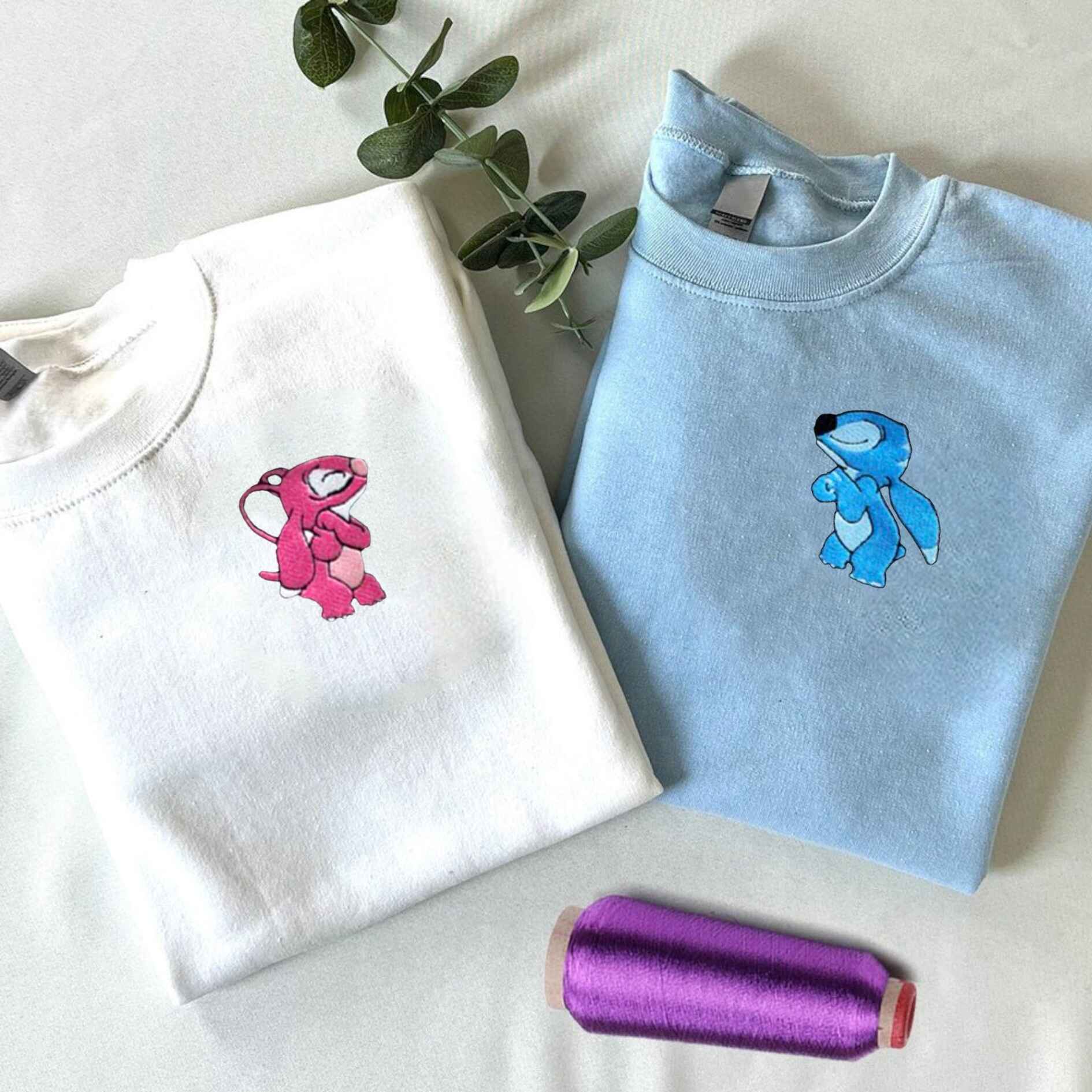 Angry Stitch X Angel Couple Sweatshirts - Custom Embroidered Matching Couple Hoodies