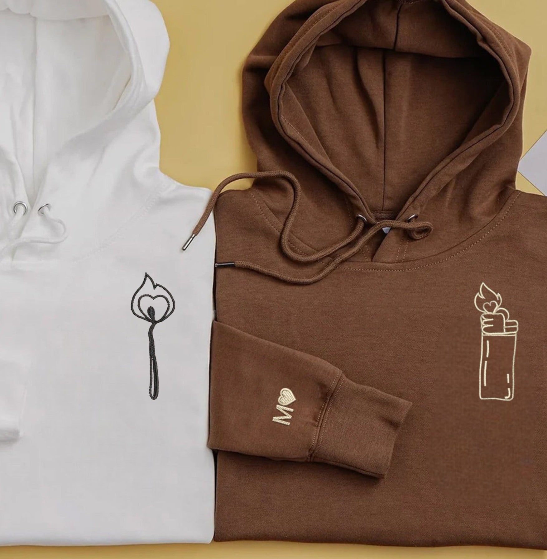 Minimalist Match and Lighter Couple Hoodies perfect for expressing love and connection.