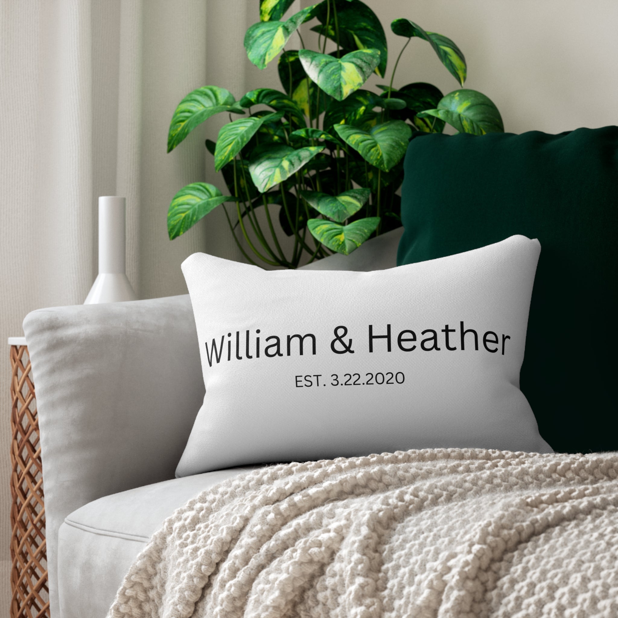 Personalized couple pillow with names and established date