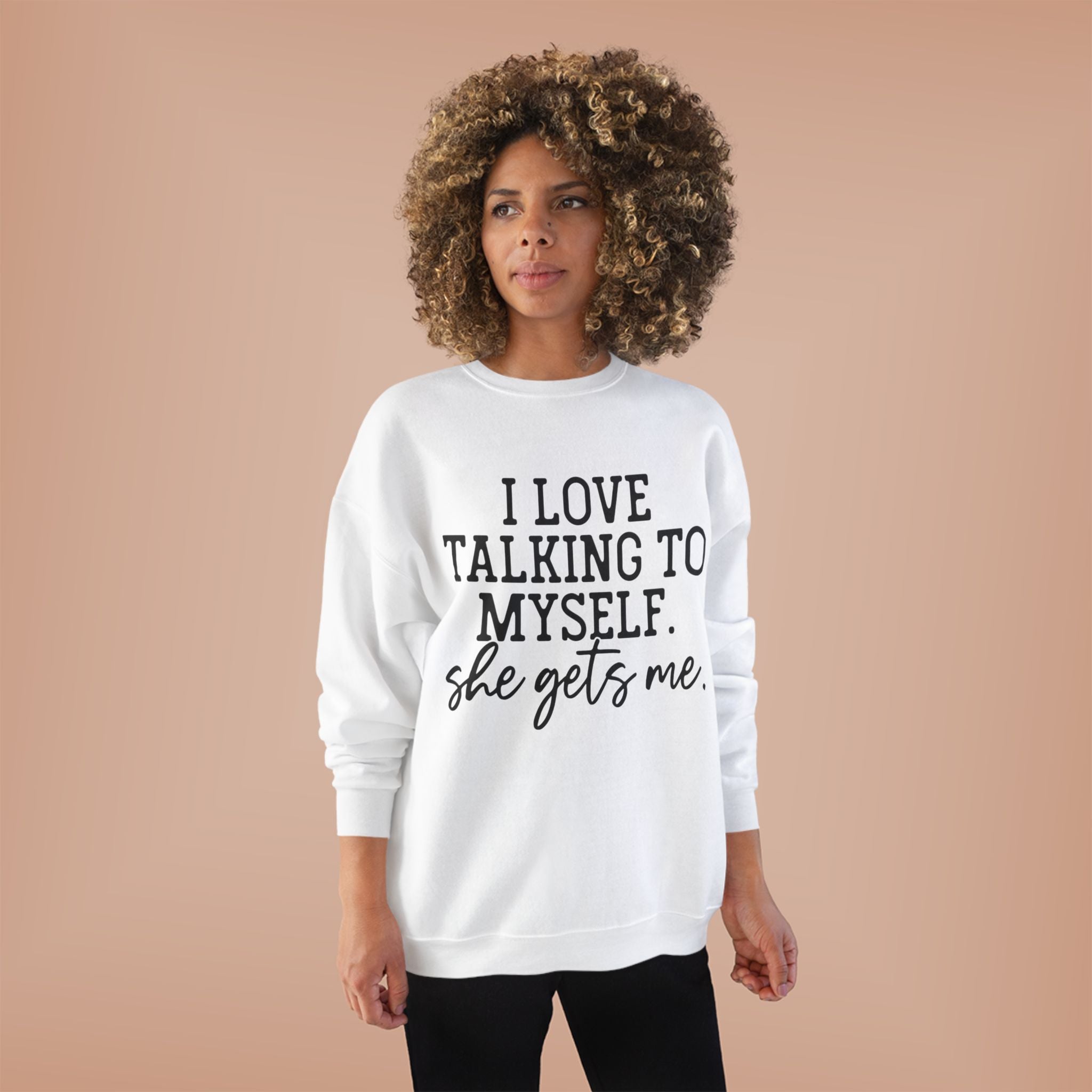 Comfortable oversized sweatshirt with a humorous text design