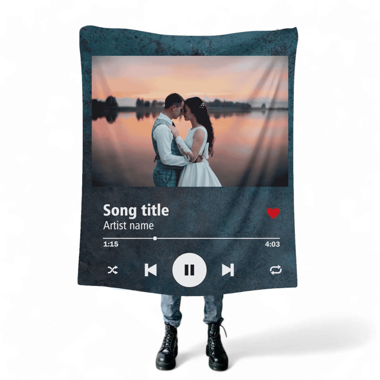 Wedding photo blanket with music player design