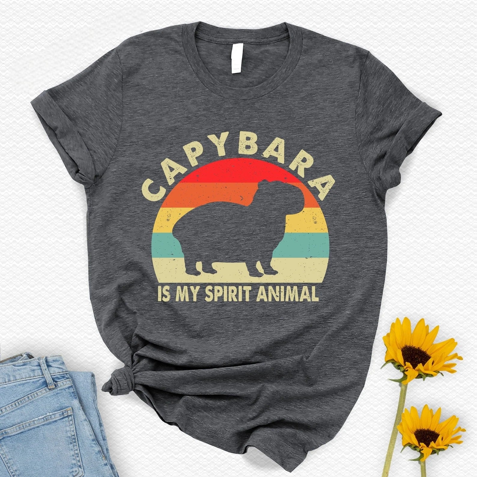 Casual "Capybara is My Spirit Animal" t-shirt for animal lovers