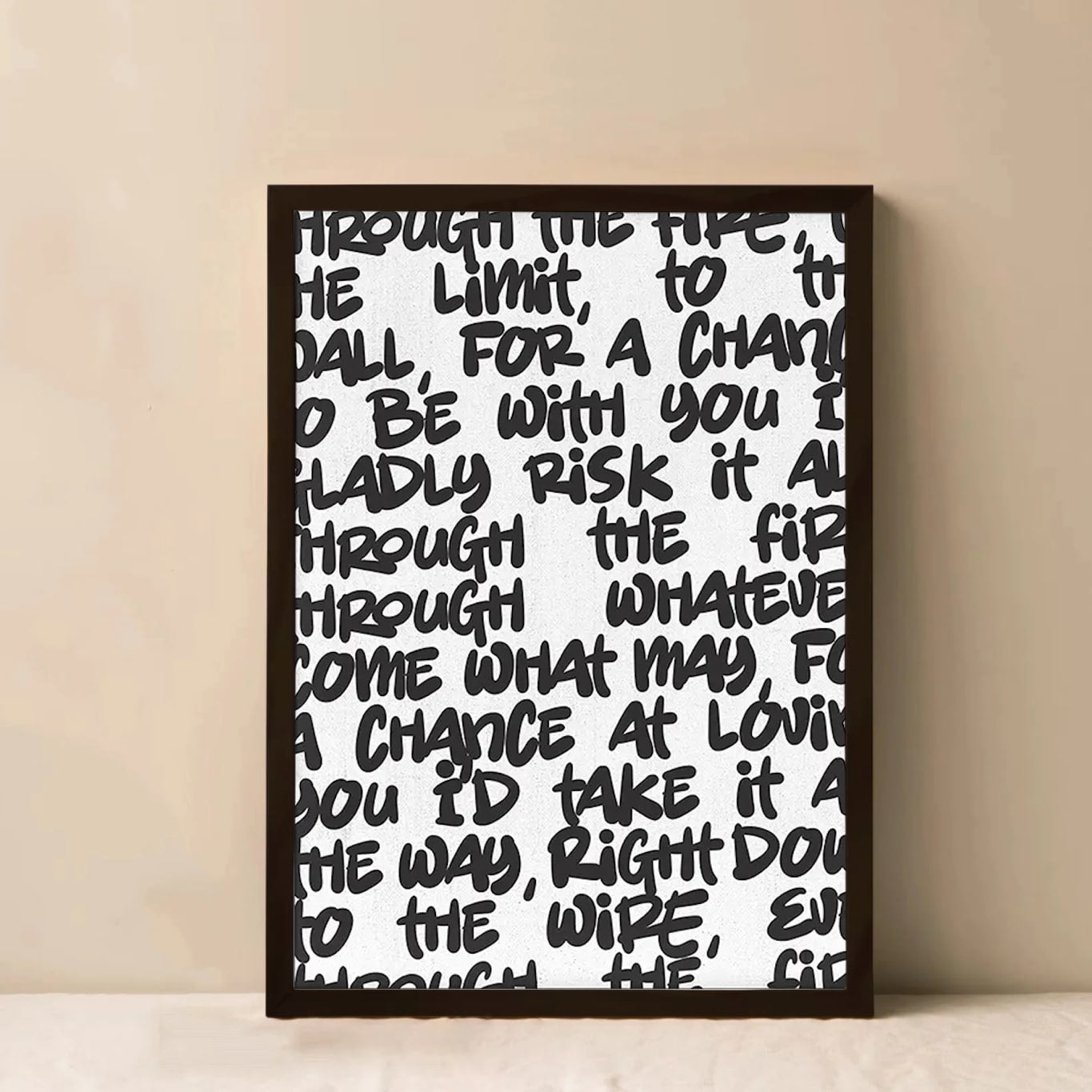 Monochrome Inked Verses canvas art with bold typography.