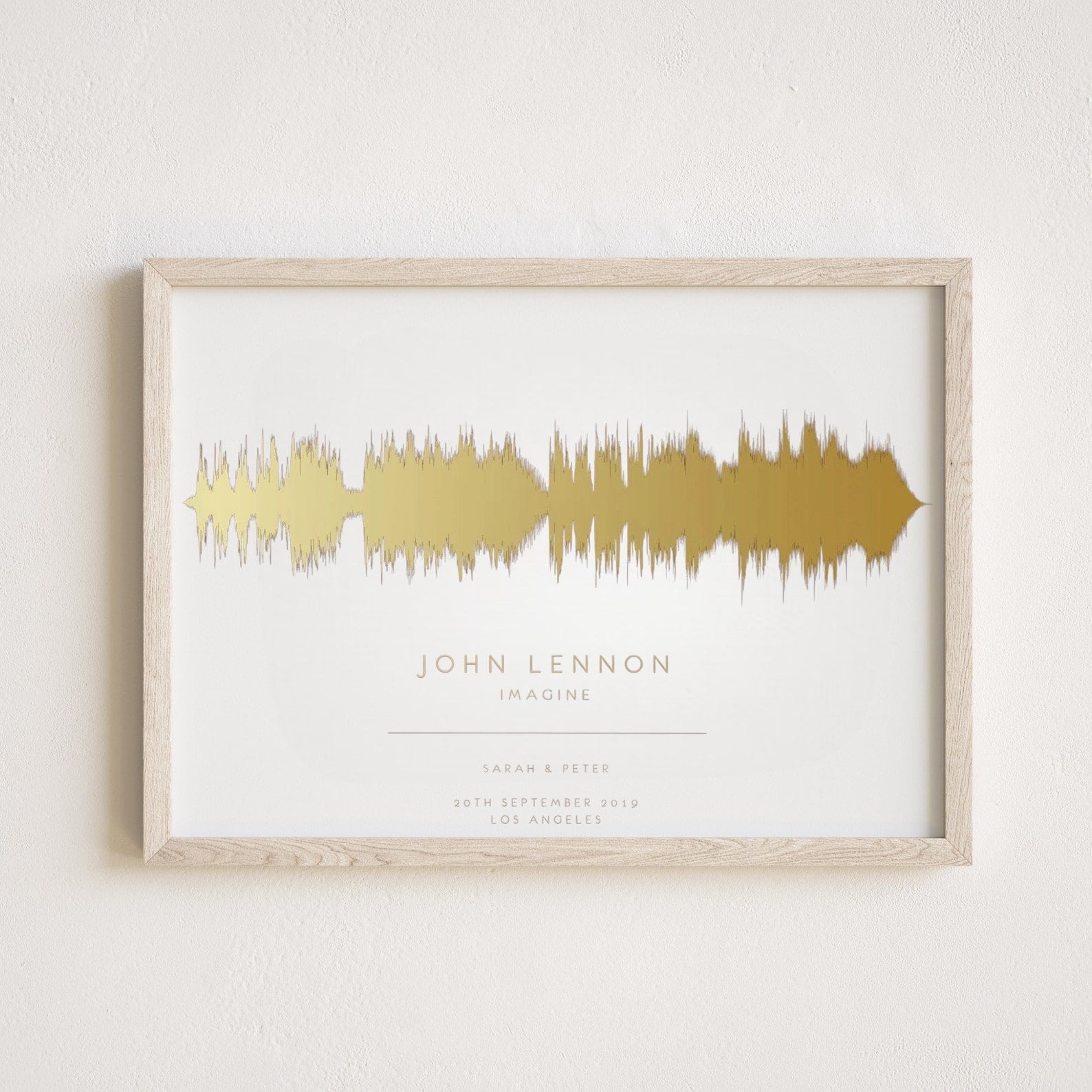 Personalized music sound wave print with special date and name details