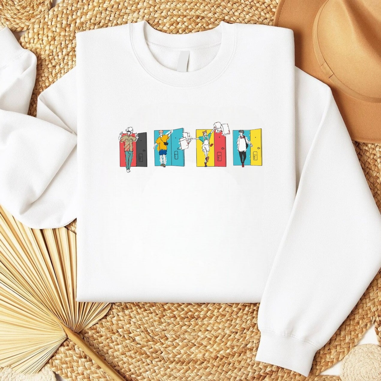 Trendy sweatshirt for anime fans with unique character designs.