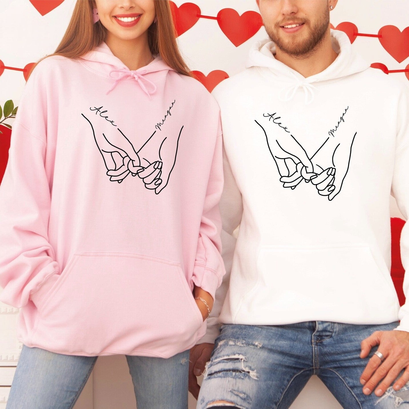 Matching Couple Hoodies featuring couples matching hoodies design with pinky promise.
