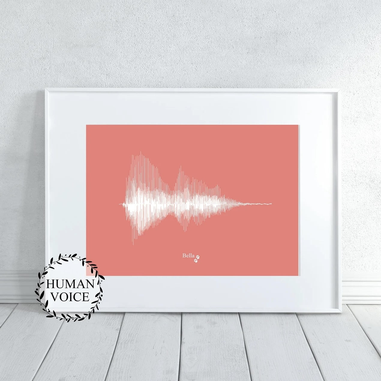 Custom sound wave art of a dog’s bark, ideal for pet lovers and memorials
