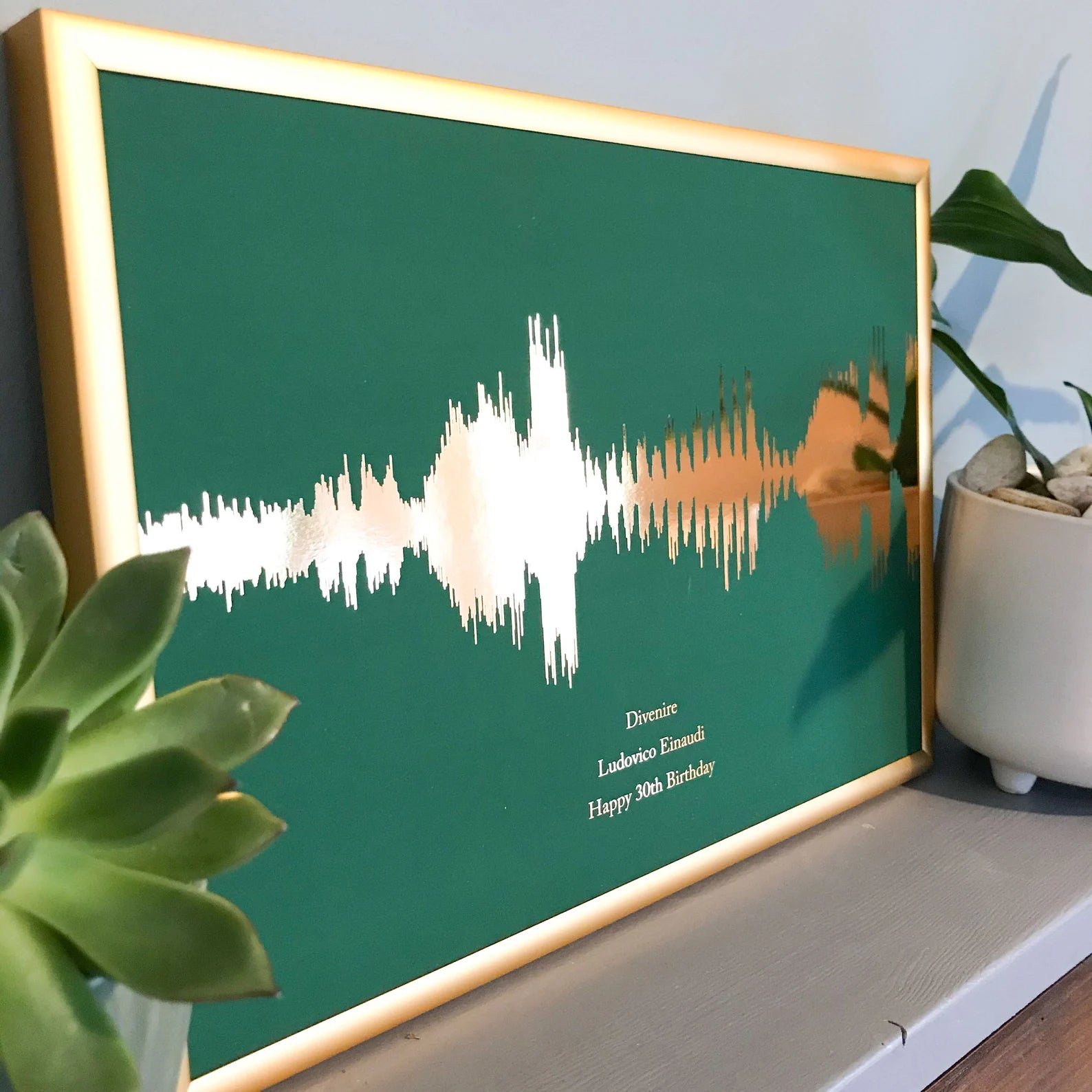 Custom sound wave print featuring your favorite song or personal message