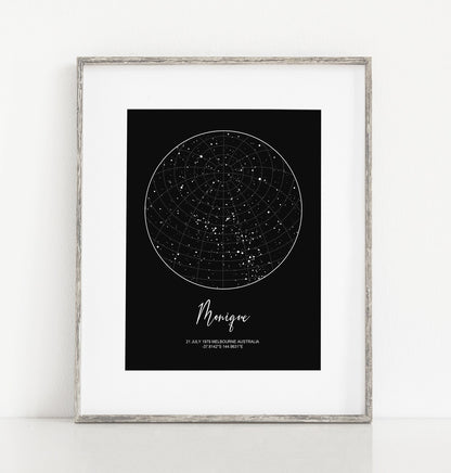 Custom Star Map Print – Personalized Night Sky with Location and Date