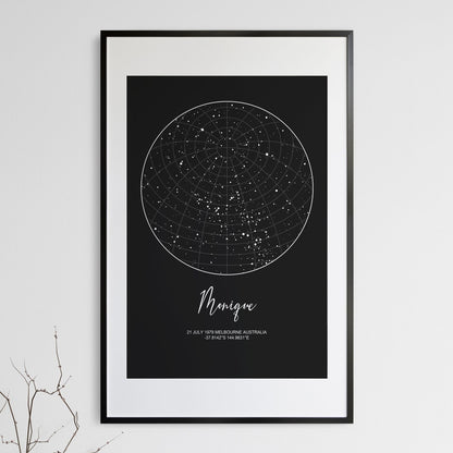 Custom Star Map Print – Personalized Night Sky with Location and Date