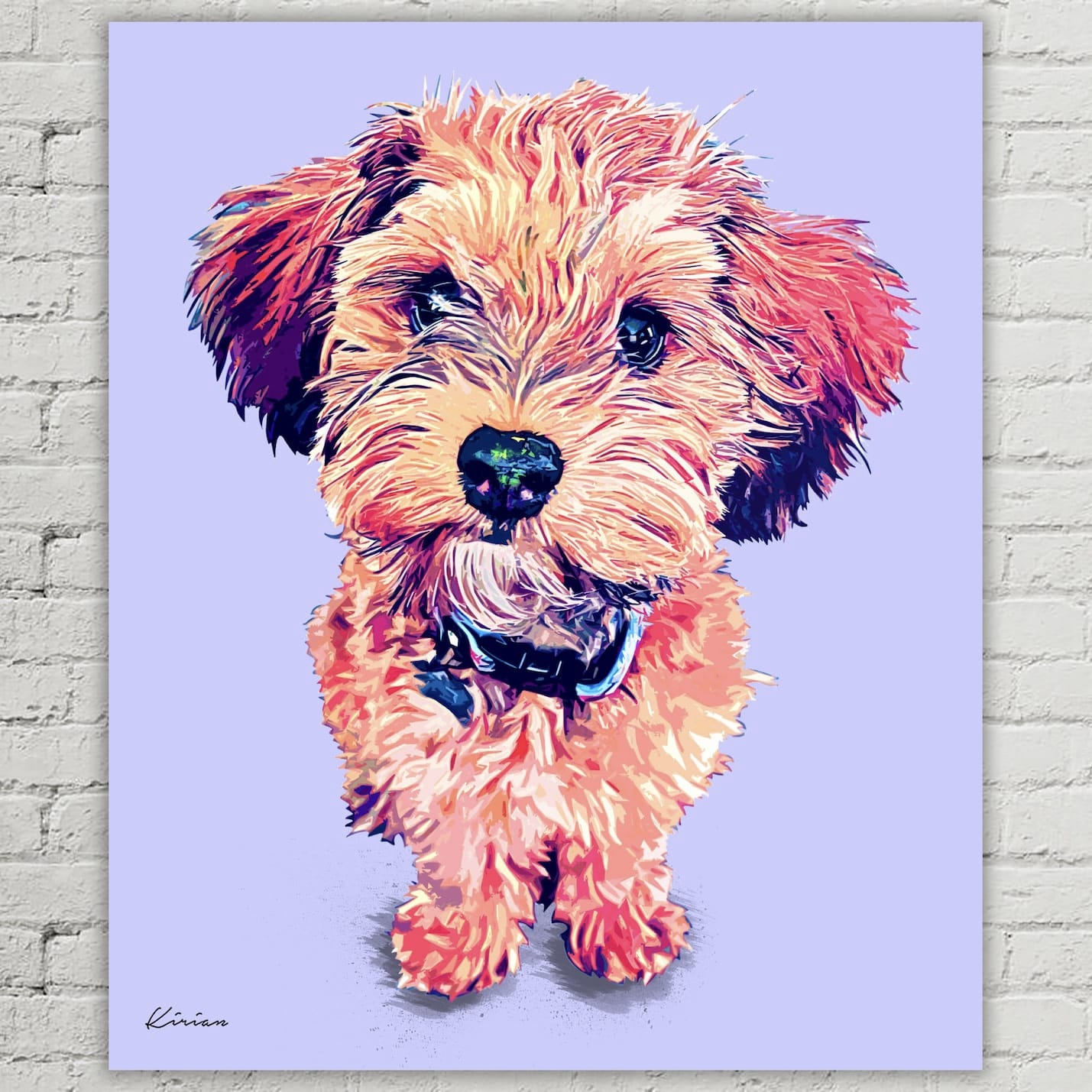 Vibrant pet portrait artwork in pop art style