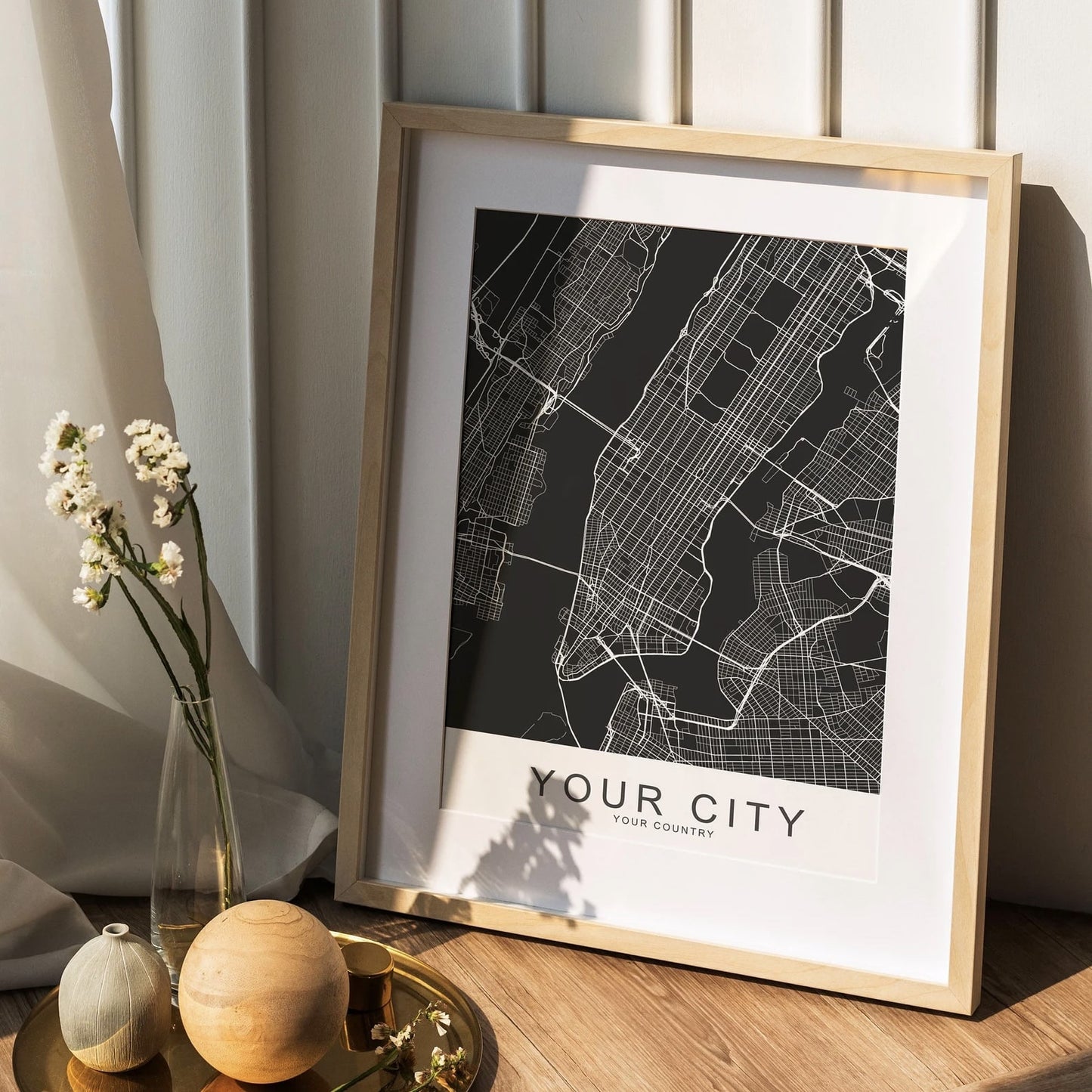 Customizable City Map Wall Art – Personalized Minimalist Map Print