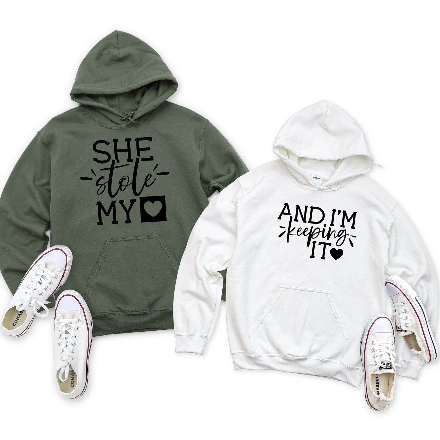 She Stole My Heart and And I'm Keeping It hoodie set for couples.