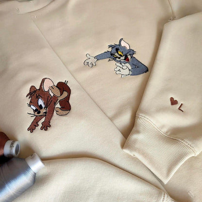 Matching Couple Hoodies featuring Tom & Jerry design for couples matching hoodies.
