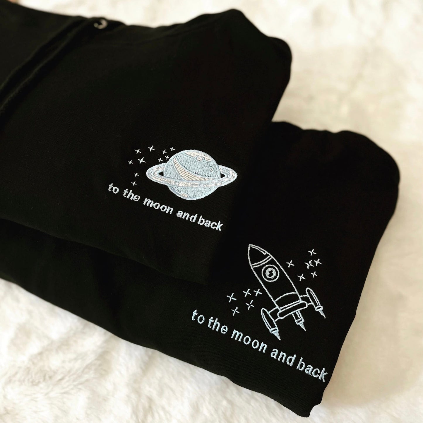 Matching Couple Hoodies - Custom Embroidered Hoodies To The Moon & Back Sweatshirts for Couples