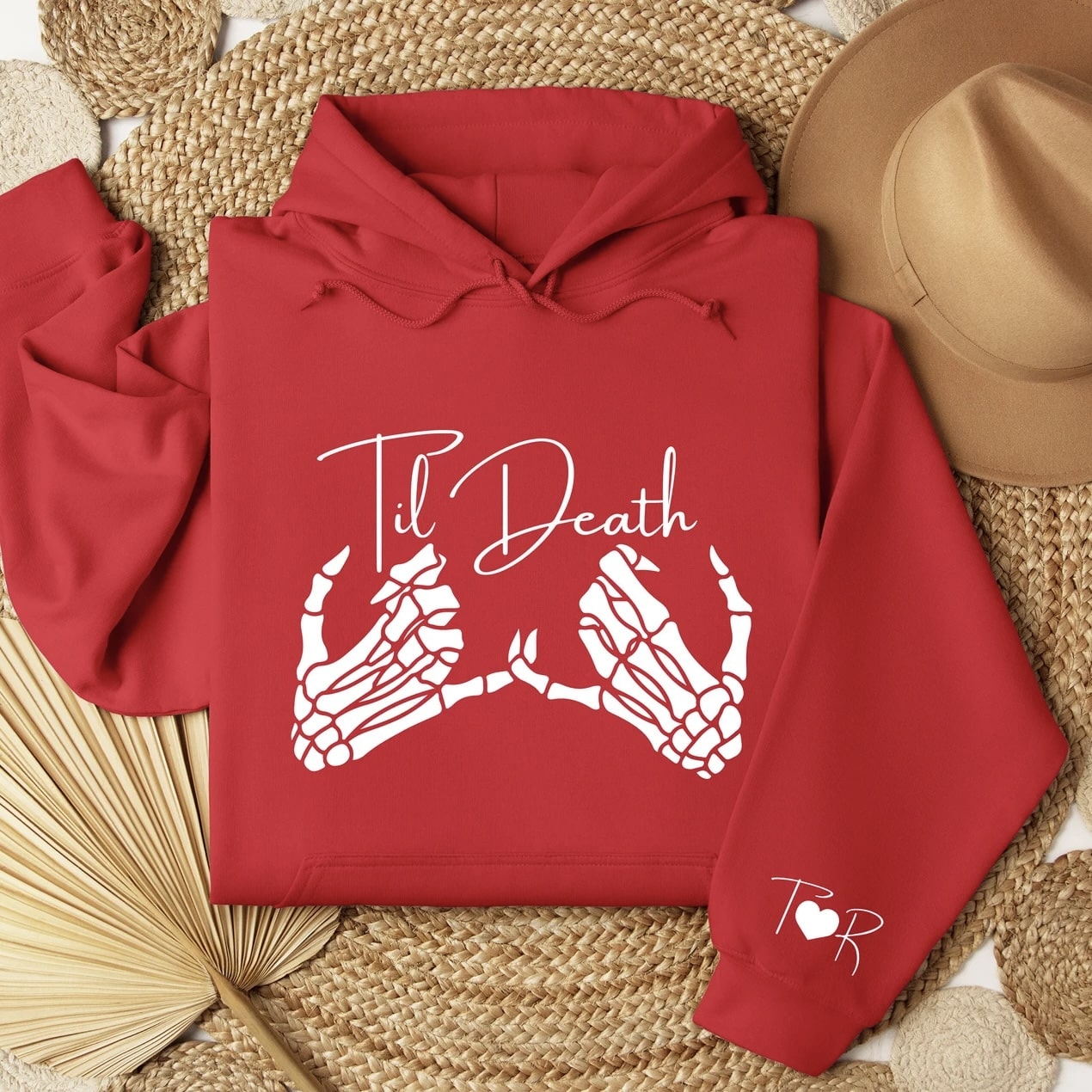 ‘Til Death Do Us Part sweatshirt with skeleton hands pinky promise design