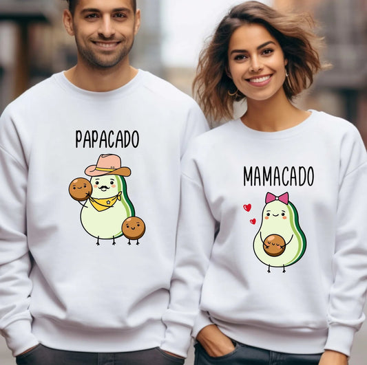 Matching Couple Hoodies - Papacado & Mamacado Custom Embroidered Couples Matching Hoodies