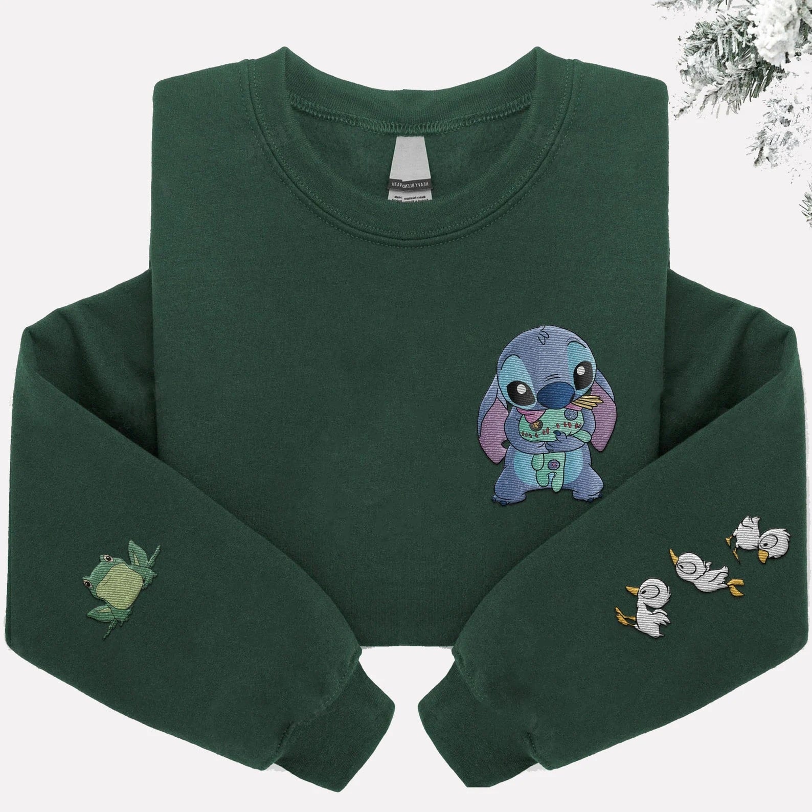 Cozy Stitch-themed sweatshirt with playful animal embroidery