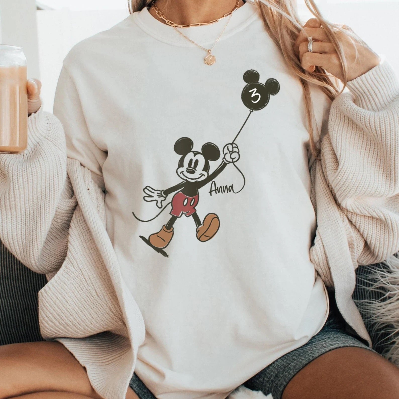 Personalized children’s t-shirt featuring Mickey Mouse and custom name