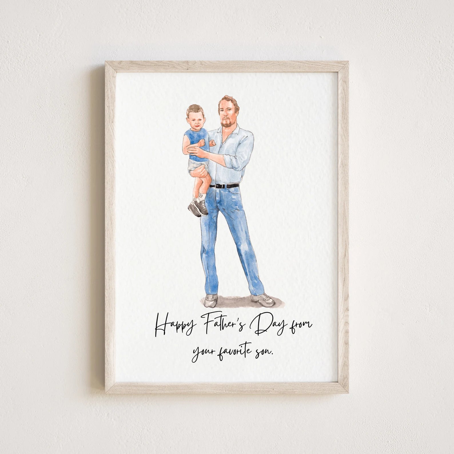 Framed custom family portrait for Father’s Day keepsake