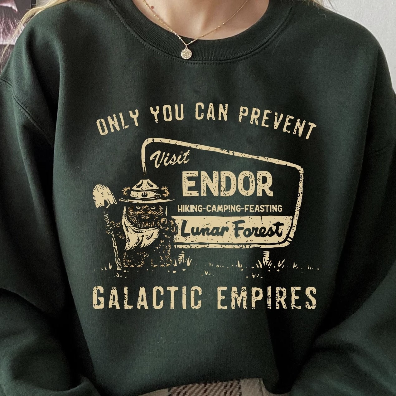 Prevent Galactic Empires hiking t-shirt with Ewok graphic