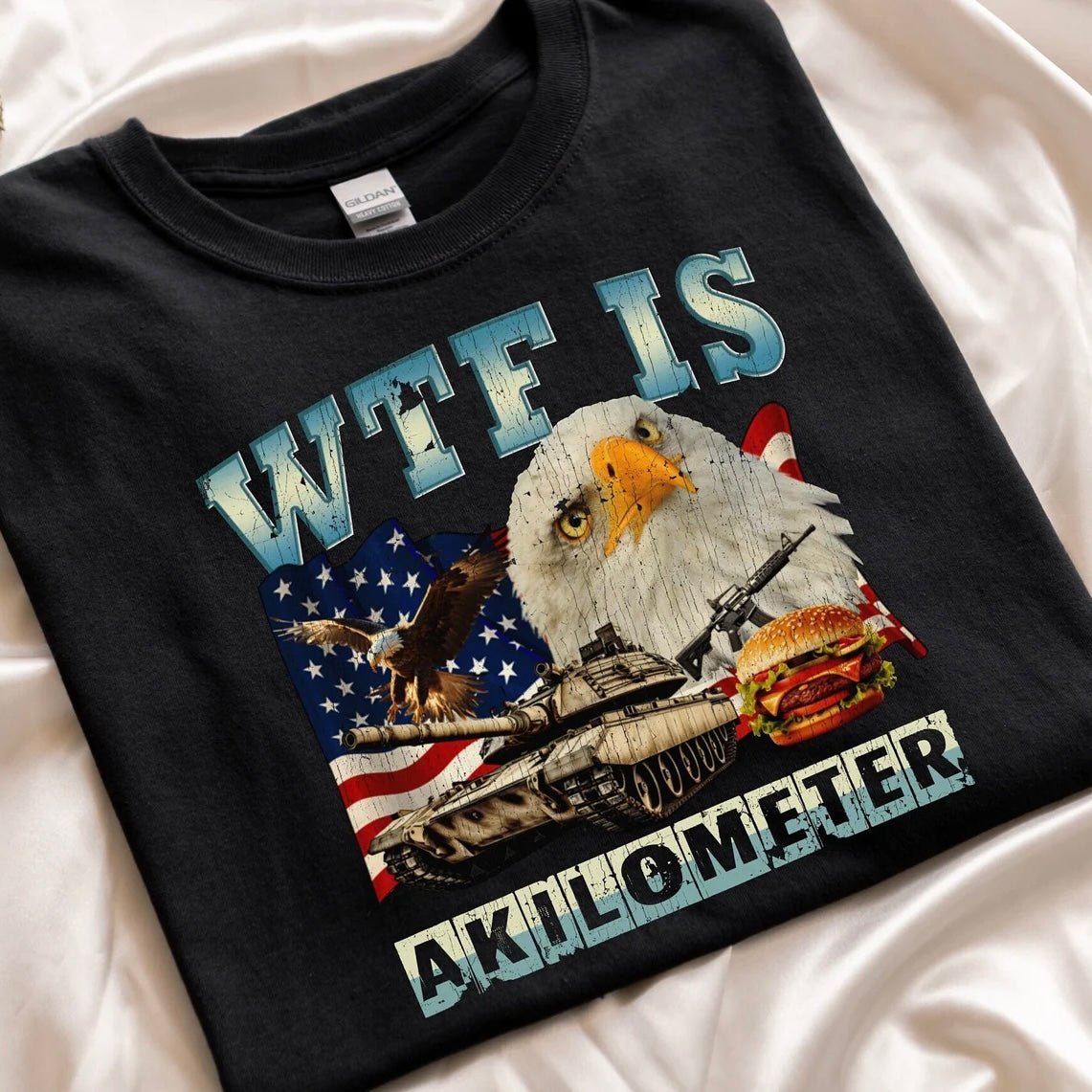 Casual patriotic t-shirt featuring American flag and bold eagle graphic