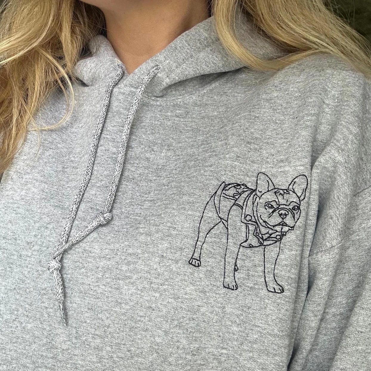 Personalized embroidered hoodie with detailed pet design