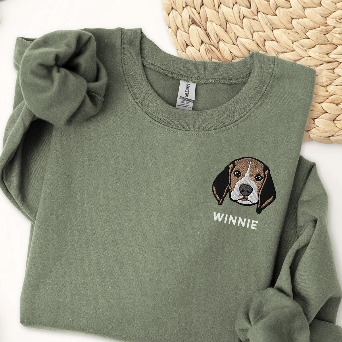 Cozy sweatshirt with custom pet design, perfect for pet owners.