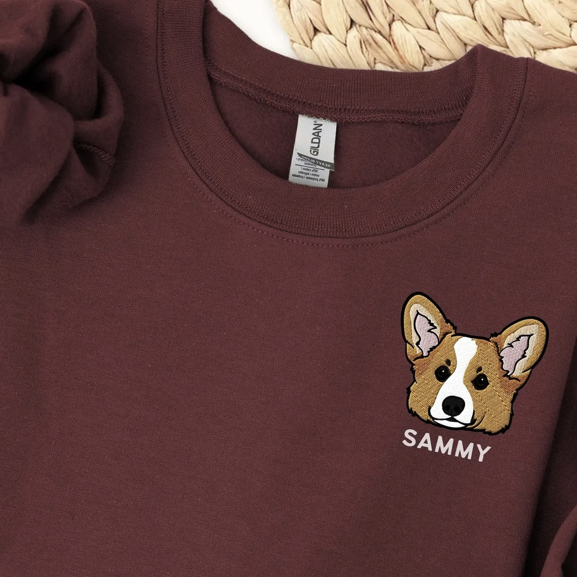 Personalized hoodie featuring pet face embroidery for dog lovers.
