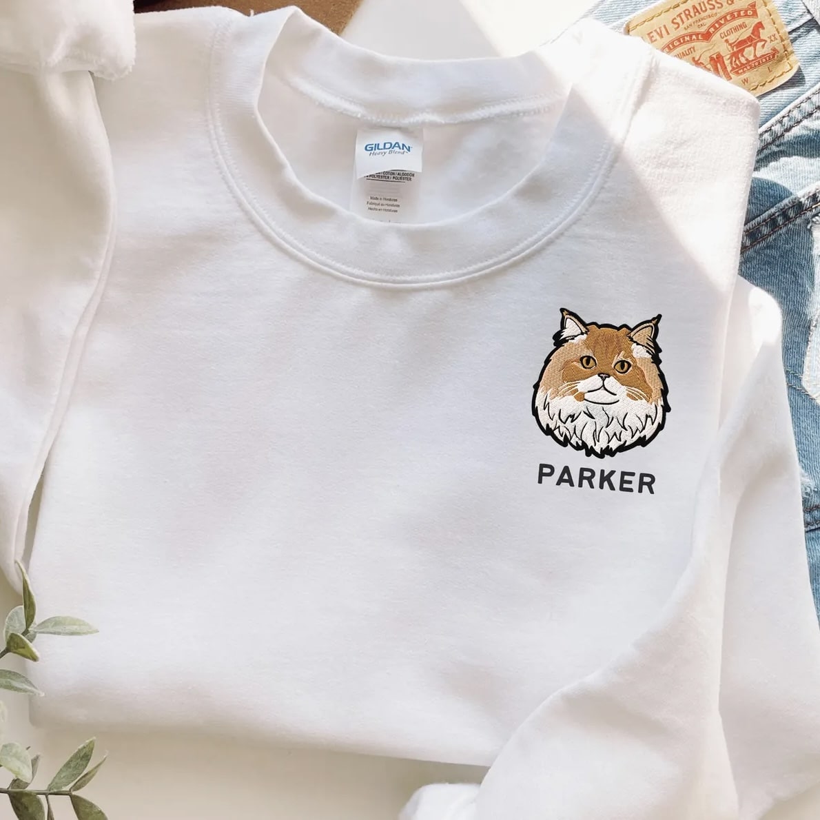 Unique pet lover gift – embroidered pet portrait sweatshirt.
