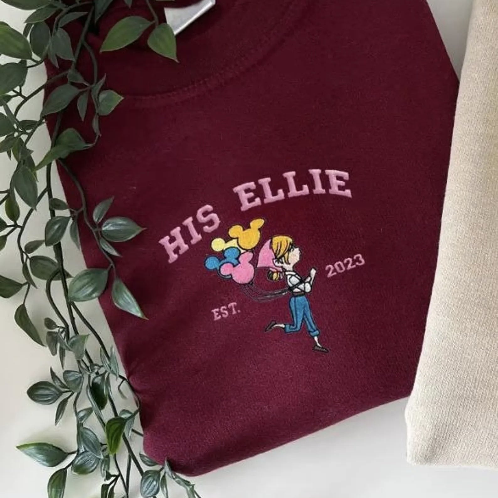 Soft cotton couple hoodies with 'His Ellie' and 'Her Carl' designs for partners.