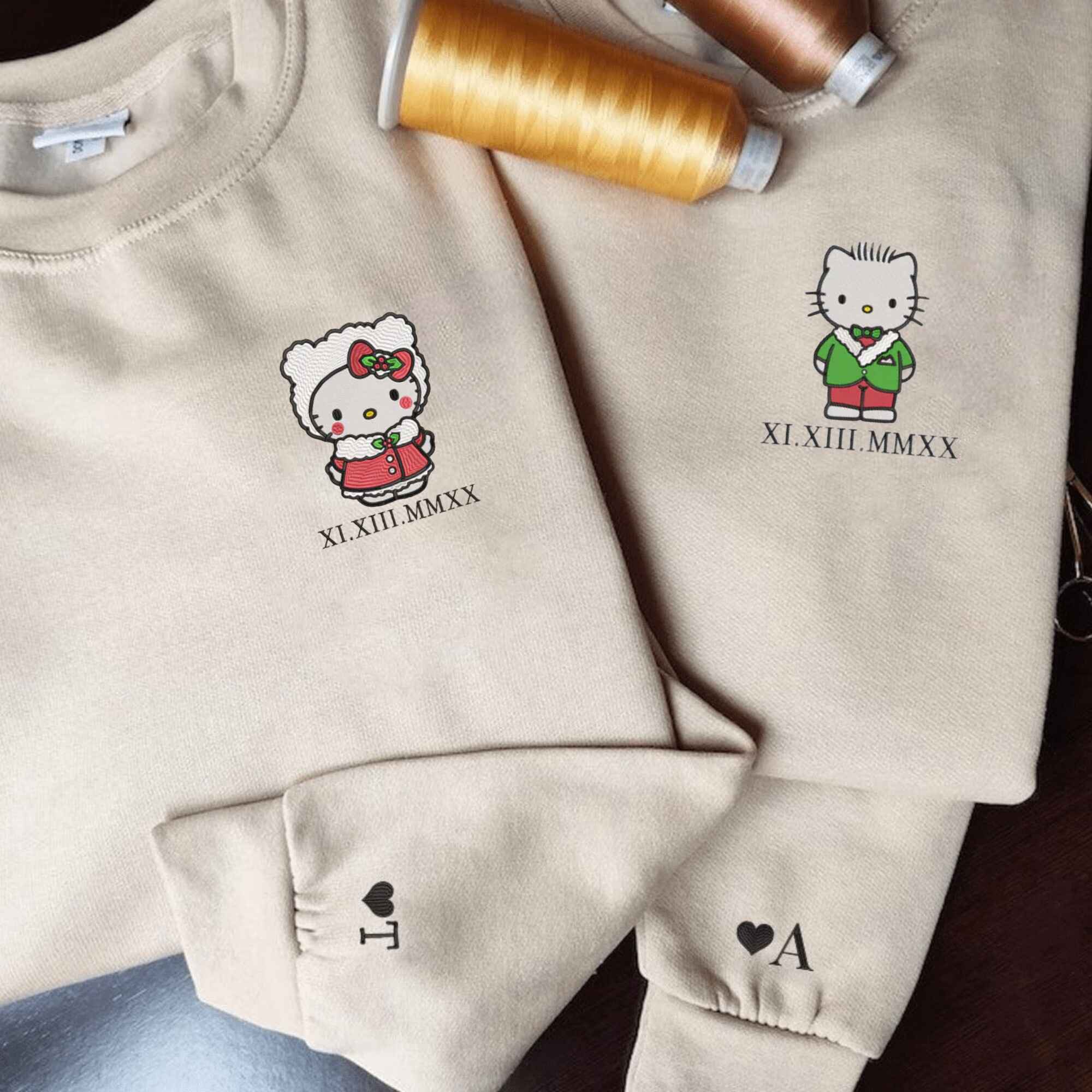 Hello Kitty-inspired custom hoodies, perfect anniversary gifts for couples.
