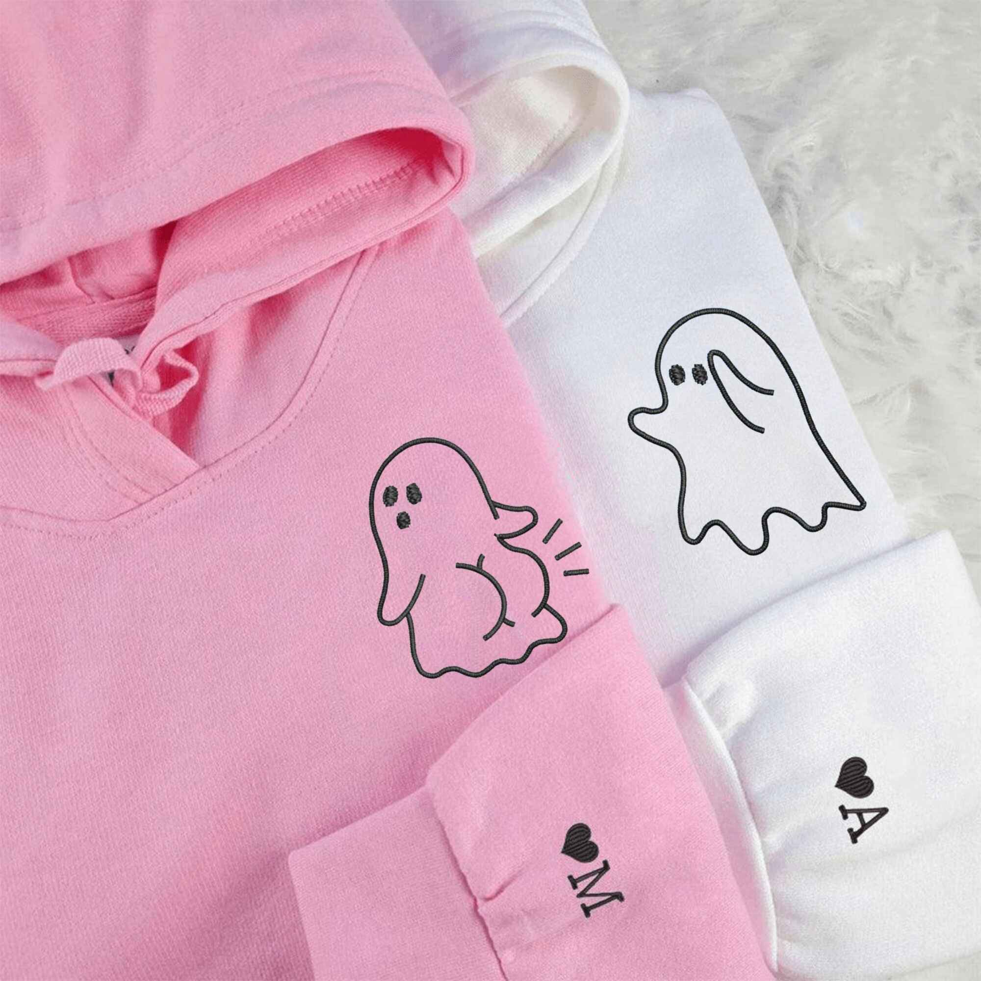 Matching Couple Hoodies featuring cute couples matching hoodies with a sassy ghost design.
